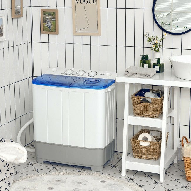 2 In 1 Portable Washing Machine, Twin Tub Compact Washer 28lbs Capacity,  Washer and Spinner Dryer