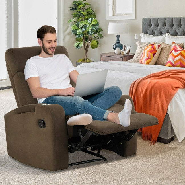 Recliner Chair Ergonomic Adjustable Single Fabric Sofa with Thicker Seat  Cushion