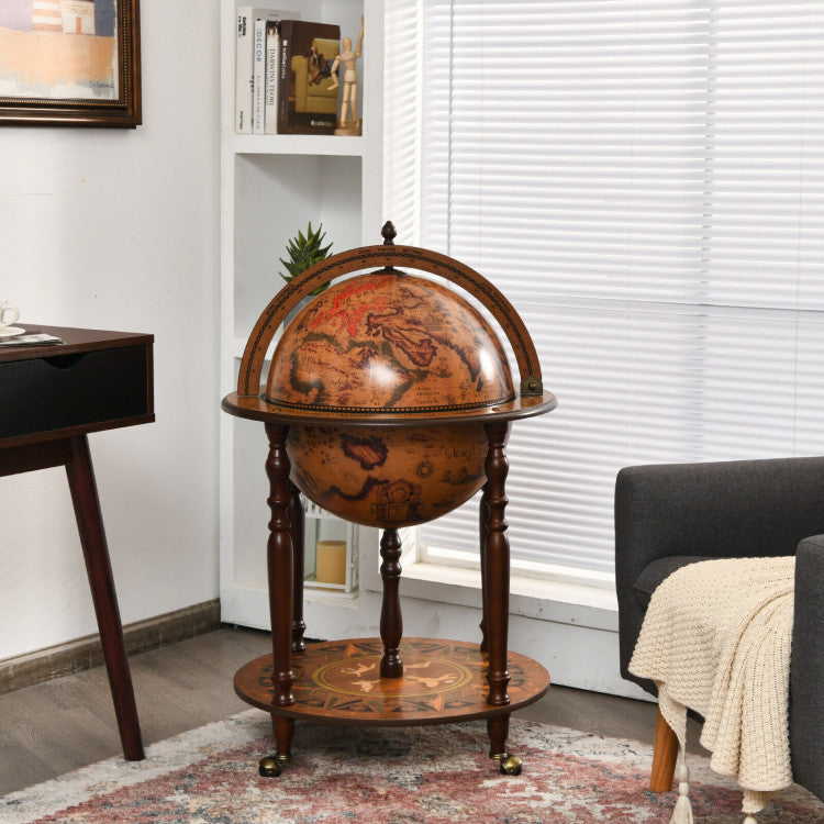 Wood globe discount wine bar stand