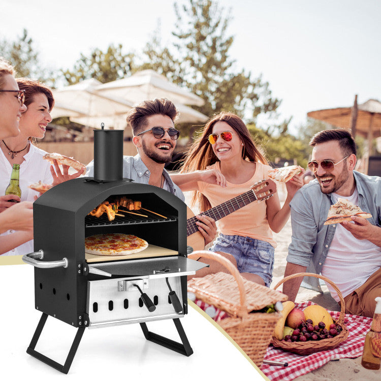 Pizza Oven 12 Outdoor Pellet Pizza Oven, Portable Stainless Steel Wood  Fired Pizza Maker for Camping, Picnic, Party 