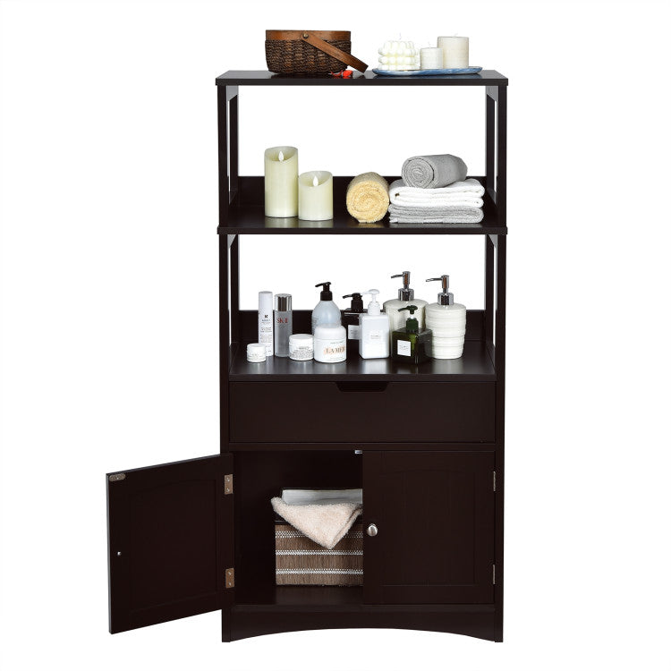 Bathroom Storage Cabinet with Drawer and Open Shelf and 2-Door Cabinet