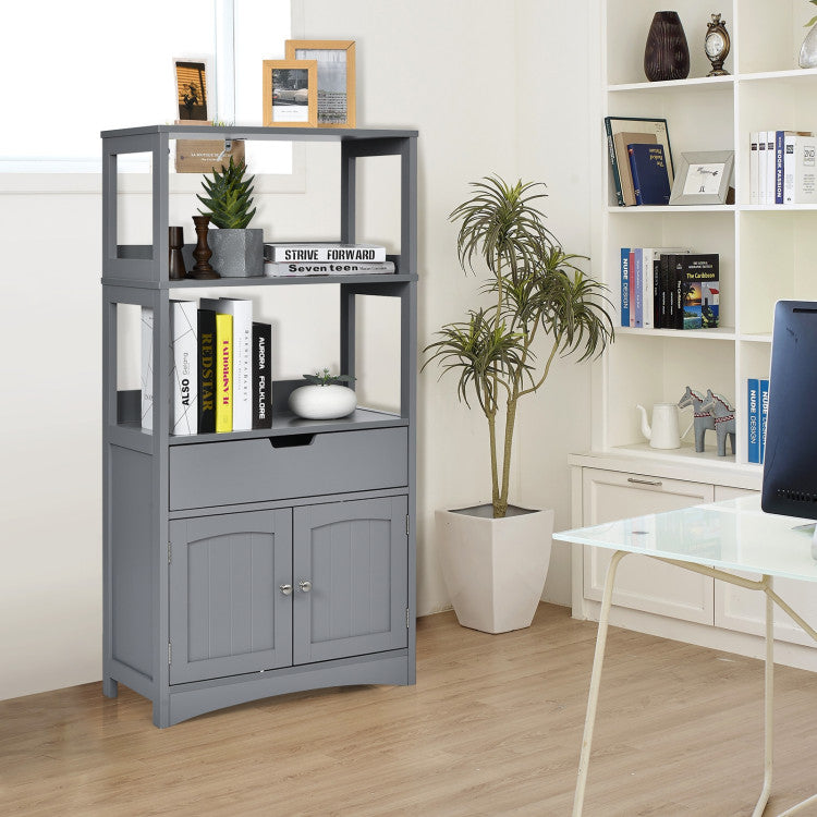 Bathroom Storage Cabinet with Drawer and Open Shelf and 2-Door Cabinet