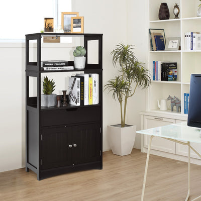 Bathroom Storage Cabinet with Drawer and Open Shelf and 2-Door Cabinet