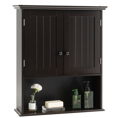 2-Door Wall Mount Bathroom Storage Cabinet with Open Shelf