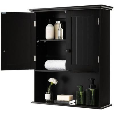 2-Door Wall Mount Bathroom Storage Cabinet with Open Shelf