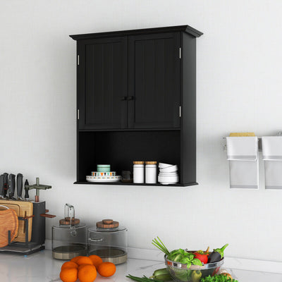 2-Door Wall Mount Bathroom Storage Cabinet with Open Shelf