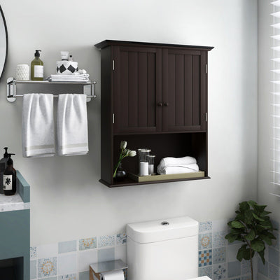 2-Door Wall Mount Bathroom Storage Cabinet with Open Shelf