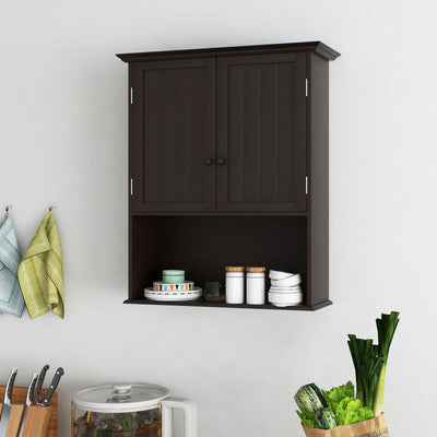 2-Door Wall Mount Bathroom Storage Cabinet with Open Shelf