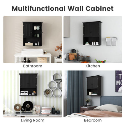 2-Door Wall Mount Bathroom Storage Cabinet with Open Shelf