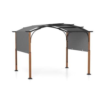 10 x 12 FT Outdoor Arched Gazebo Pergola Patio Heavy-Duty Shelter Pavilion with Retractable Canopy