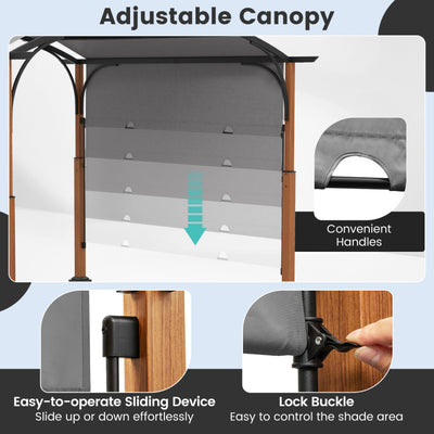 10 x 12 FT Outdoor Arched Gazebo Pergola Patio Heavy-Duty Shelter Pavilion with Retractable Canopy