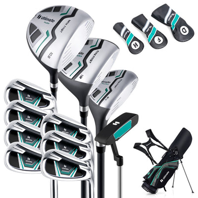 11 Pieces Portable Men’s Complete Golf Club Package Set with Non-Slip TPR Handle and Golf Stand Bag