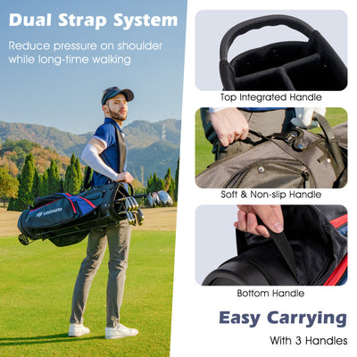 11 Pieces Portable Men’s Complete Golf Club Package Set with Non-Slip TPR Handle and Golf Stand Bag