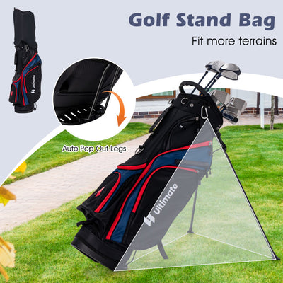 11 Pieces Portable Men’s Complete Golf Club Package Set with Non-Slip TPR Handle and Golf Stand Bag