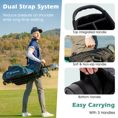 11 Pieces Portable Men’s Complete Golf Club Package Set with Non-Slip TPR Handle and Golf Stand Bag