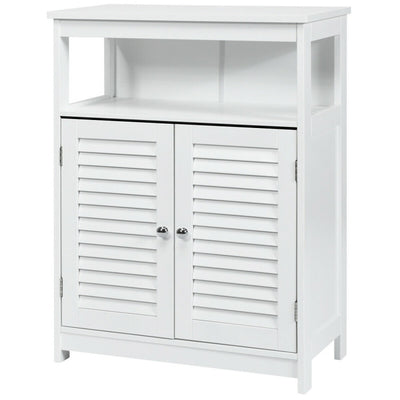 Wood Freestanding Bathroom Storage Cabinet with Double Shutter Door