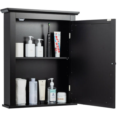 Wall Mount Bathroom Cabinet with One Mirror Single Door Adjustable Shelves Retro Handle