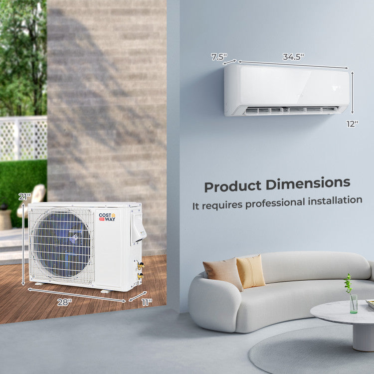 12000 BTU 4-in-1 Mini Split Air Conditioner 22 SEER2 208-230V Wifi Enabled AC Unit with Self Cleaning and Auto Defrost