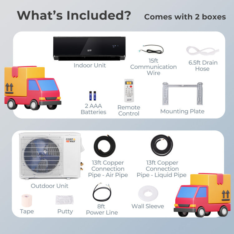 12000 BTU 4-in-1 Mini Split Air Conditioner 22 SEER2 208-230V Wifi Enabled AC Unit with Self Cleaning and Auto Defrost