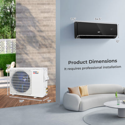 12000 BTU 4-in-1 Mini Split Air Conditioner 22 SEER2 208-230V Wifi Enabled AC Unit with Self Cleaning and Auto Defrost