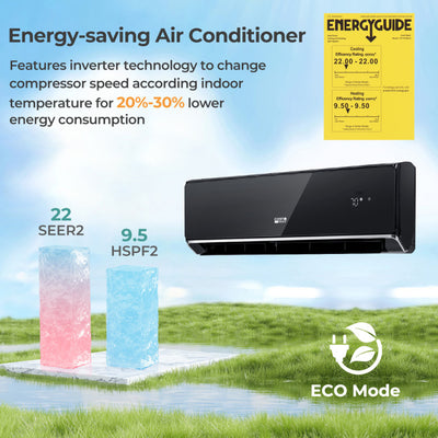 12000 BTU 4-in-1 Mini Split Air Conditioner 22 SEER2 208-230V Wifi Enabled AC Unit with Self Cleaning and Auto Defrost