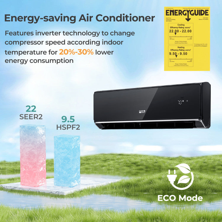 12000 BTU 4-in-1 Mini Split Air Conditioner 22 SEER2 208-230V Wifi Enabled AC Unit with Self Cleaning and Auto Defrost