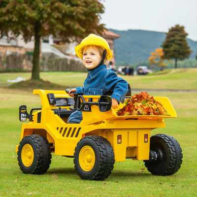 12V Kids Ride On Car Dump Truck Licensed Caterpillar Electric Vehicle with Remote Control and Sand Shovel