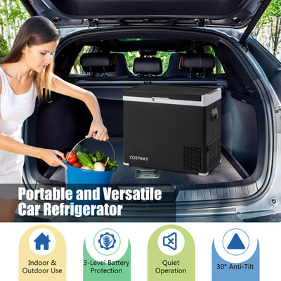 12V Portable Freezer 53QT Dual Zone Car Refrigerator Compact Ice Chest Electric Cooler Fridge with LED Display for Vehicles Camping Travel