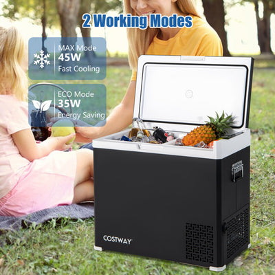 12V Portable Freezer 53QT Dual Zone Car Refrigerator Compact Ice Chest Electric Cooler Fridge with LED Display for Vehicles Camping Travel