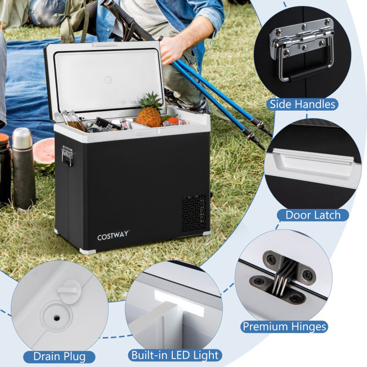 12V Portable Freezer 53QT Dual Zone Car Refrigerator Compact Ice Chest Electric Cooler Fridge with LED Display for Vehicles Camping Travel