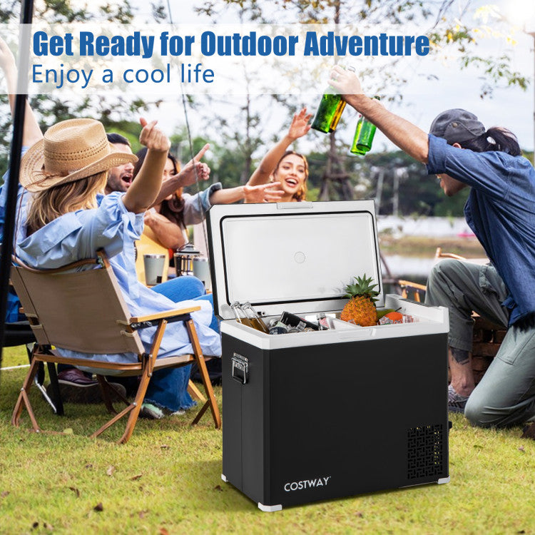 12V Portable Freezer 53QT Dual Zone Car Refrigerator Compact Ice Chest Electric Cooler Fridge with LED Display for Vehicles Camping Travel