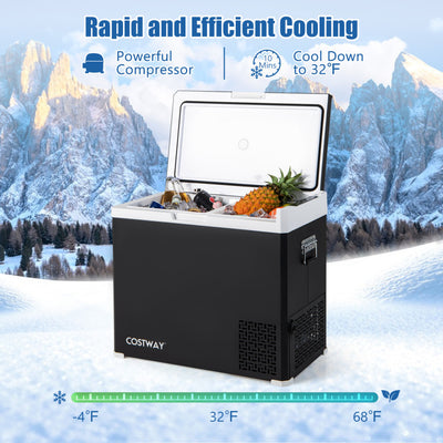 12V Portable Freezer 53QT Dual Zone Car Refrigerator Compact Ice Chest Electric Cooler Fridge with LED Display for Vehicles Camping Travel