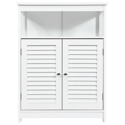 Wood Freestanding Bathroom Storage Cabinet with Double Shutter Door