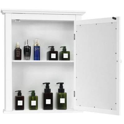 Wall Mount Bathroom Cabinet with One Mirror Single Door Adjustable Shelves Retro Handle