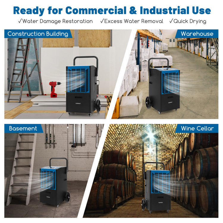 140 Pints Portable Commercial Dehumidifier 4500 Sq.Ft Crawl Space Industrial Dehumidifier with 24H Timer and Lockable Wheels