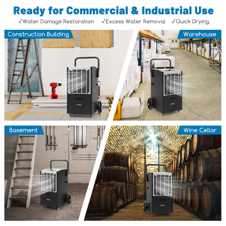 140 Pints Portable Commercial Dehumidifier 4500 Sq.Ft Crawl Space Industrial Dehumidifier with 24H Timer and Lockable Wheels