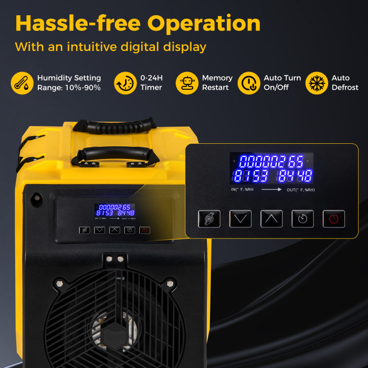 190 PPD Portable Commercial Dehumidifier Industrial Compact Crawl Space Dehumidifier with 24H Timer and Auto Defrost