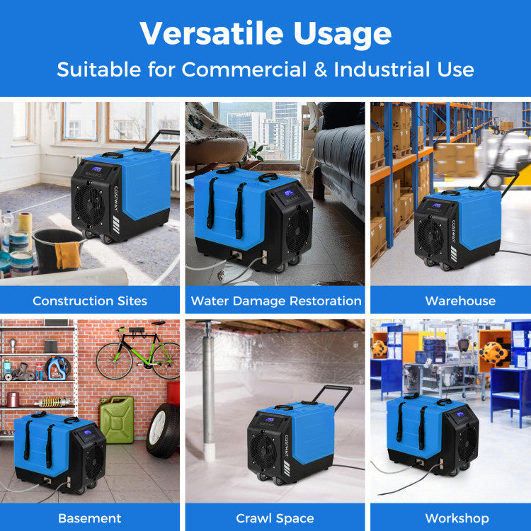 190 PPD Portable Commercial Dehumidifier Industrial Compact Crawl Space Dehumidifier with 24H Timer and Auto Defrost