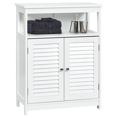 Wood Freestanding Bathroom Storage Cabinet with Double Shutter Door