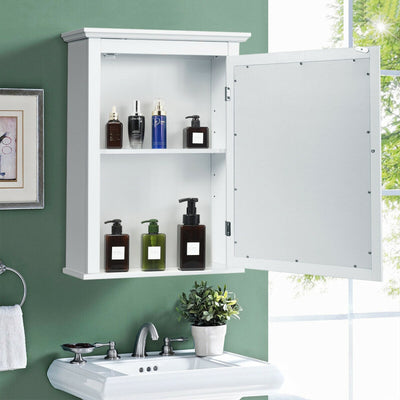 Wall Mount Bathroom Cabinet with One Mirror Single Door Adjustable Shelves Retro Handle