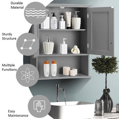 2-Door Wall Mount Bathroom Storage Cabinet with Open Shelf