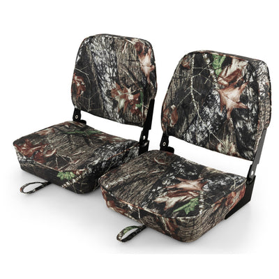 2 Pack Low Back Fishing Captain Boat Seats Fold-Down Waterproof Universal Camo Boat Seat with Aluminum Hinges and Thick Sponge Padding