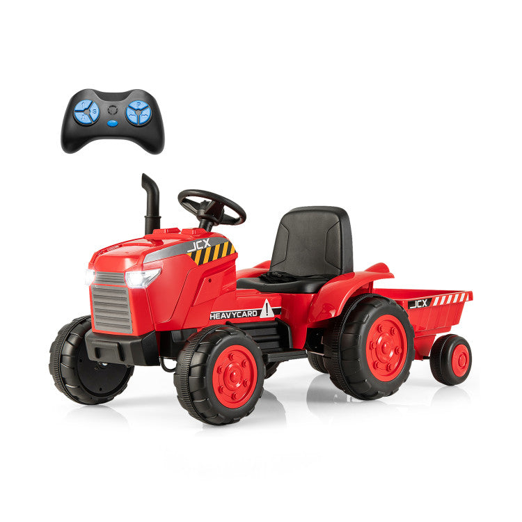 2-in-1 Kids Ride On Tractor Electric Toddler Toy Car with Detachable Trailer and Remote Control