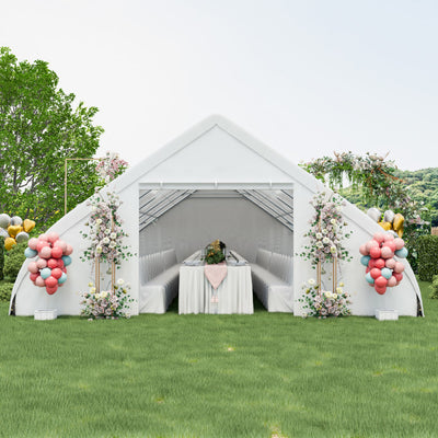 20 x 40 FT Heavy Duty Peach Shaped Wedding Canopy Party Tent Outdoor Gazebo Event Shelter with Ground Bar and Zipper Doors