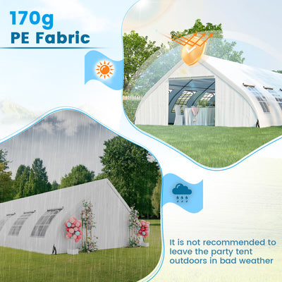 20 x 40 FT Heavy Duty Peach Shaped Wedding Canopy Party Tent Outdoor Gazebo Event Shelter with Ground Bar and Zipper Doors