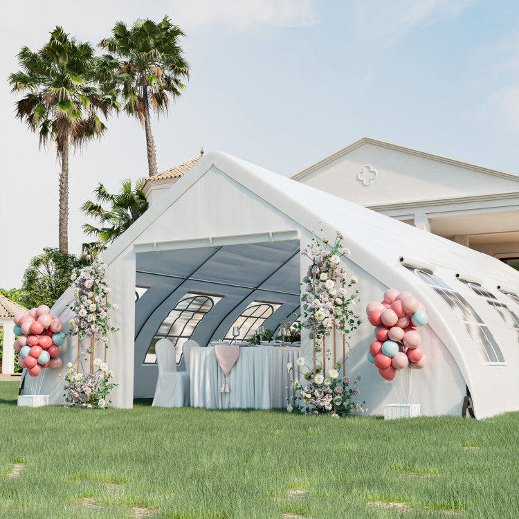 20 x 40 FT Heavy Duty Peach Shaped Wedding Canopy Party Tent Outdoor Gazebo Event Shelter with Ground Bar and Zipper Doors