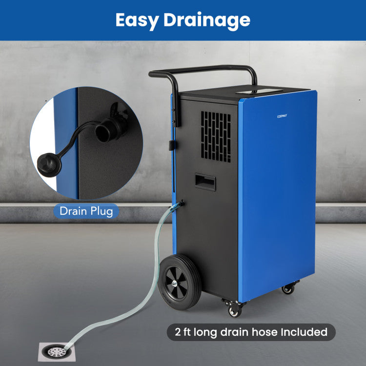 215 Pints Portable Commercial Grade Dehumidifier 8,000 Sq.Ft Industrial Dehumidifier with 24H Timer and Lockable Wheels for Warehouse Basement