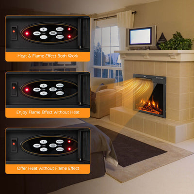 18/22.5 Inch Electric Fireplace Heater Insert with Adjustable Flame & Heat and Remote Control & Overheat Protection for Home Heating and Ambiance