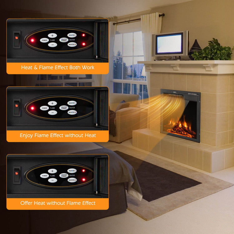 18/22.5 Inch Electric Fireplace Heater Insert with Adjustable Flame & Heat and Remote Control & Overheat Protection for Home Heating and Ambiance