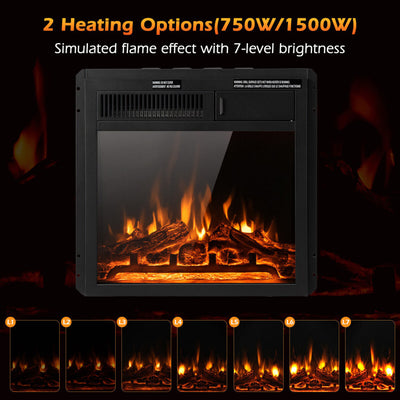 18/22.5 Inch Electric Fireplace Heater Insert with Adjustable Flame & Heat and Remote Control & Overheat Protection for Home Heating and Ambiance